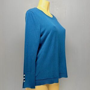 Retrology Teal Midweight Sweater | Button Cuff Knit Top | Size L